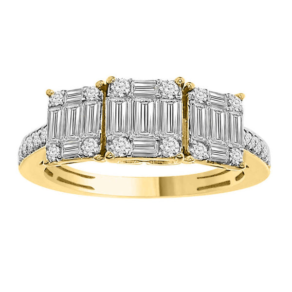 LADIES RING 1.15CT ROUND/BAGUETTE DIAMOND 14K WHITE GOLD