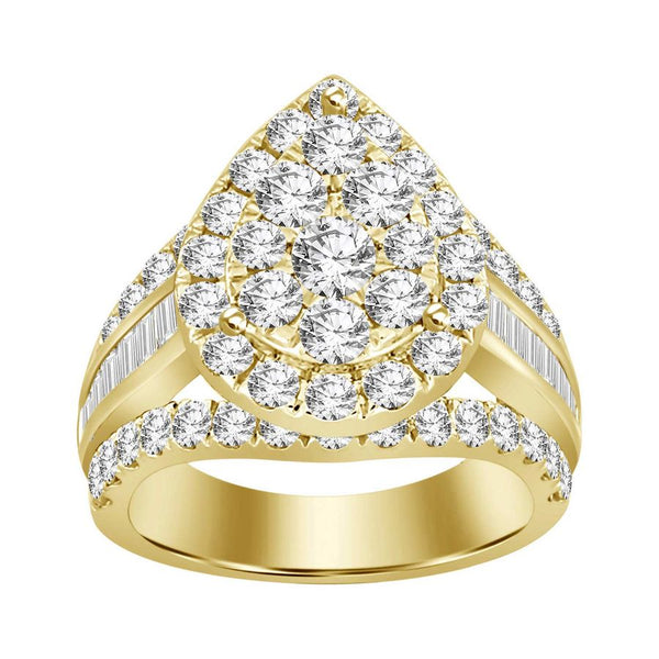 LADIES RING 3.00CT ROUND/BAGUETTE DIAMOND 10K YELLOW GOLD