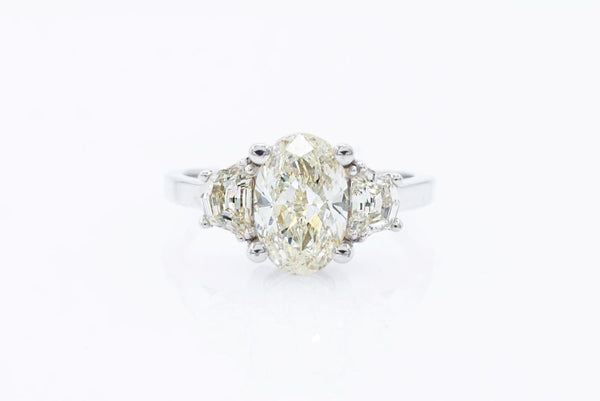 3 stone Oval with Cadallac Sides Engagement ring