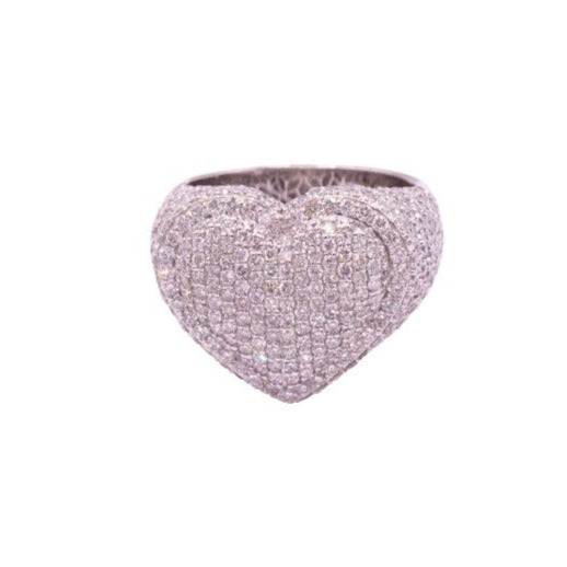14k white Gold Diamond heart Ring 3ctw