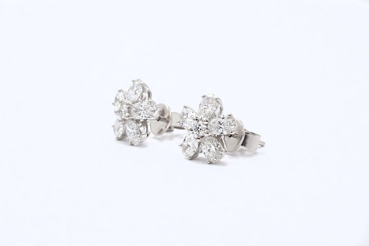 1.42 ctw Princess Cut Diamond Stud Earrings