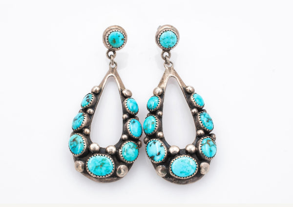 Frank Patania Sr. Sterling Natural Turquoise Drop Earrings