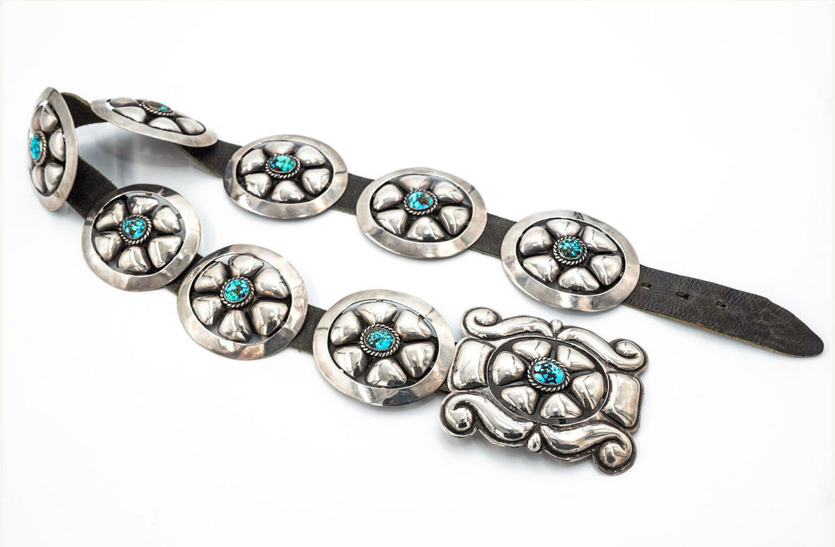 Frank Patania Sr. Sterling Turquoise Concho Belt