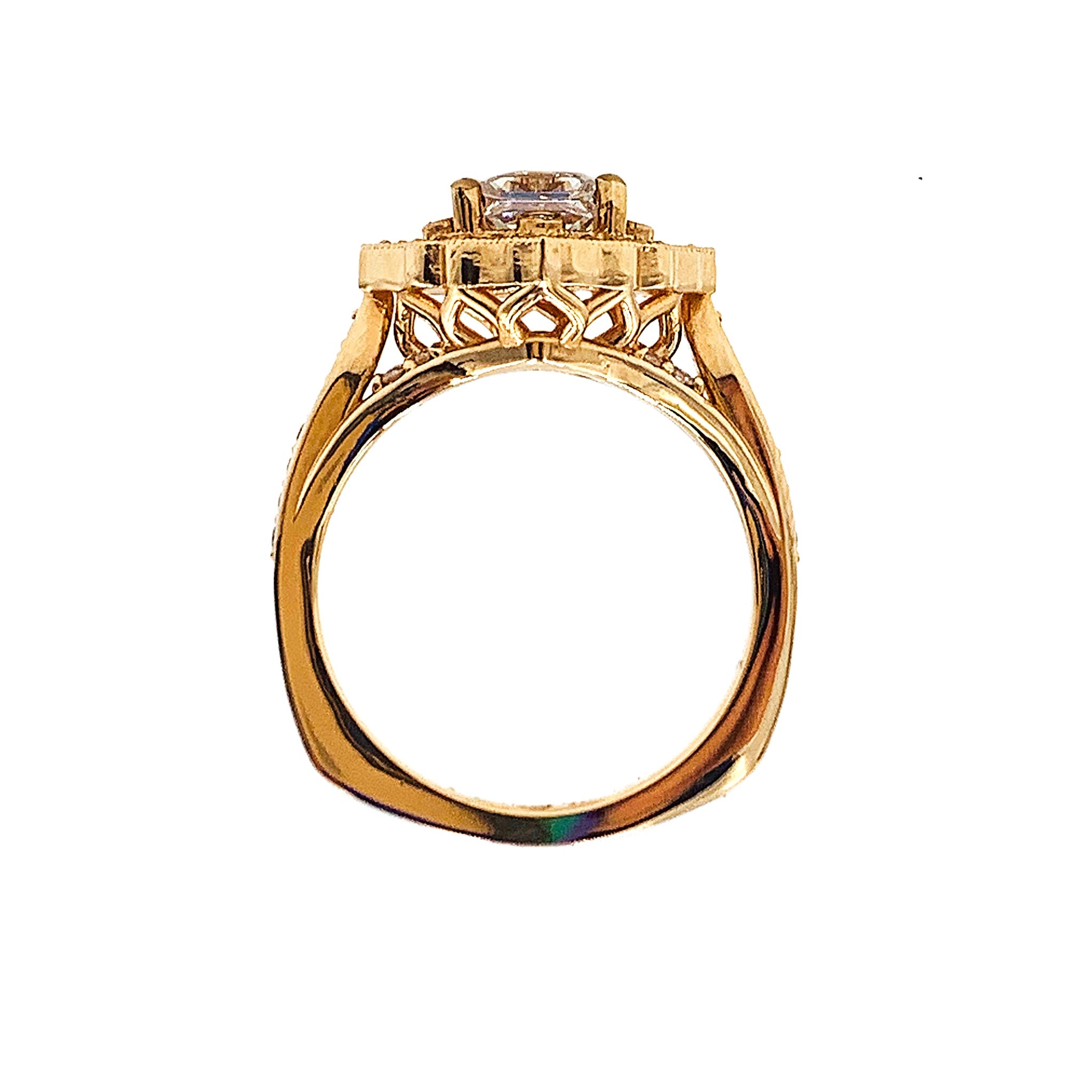 Lumiar 1.5 CTTW rose gold diamond ring 1.00CT center princess cut diamond
