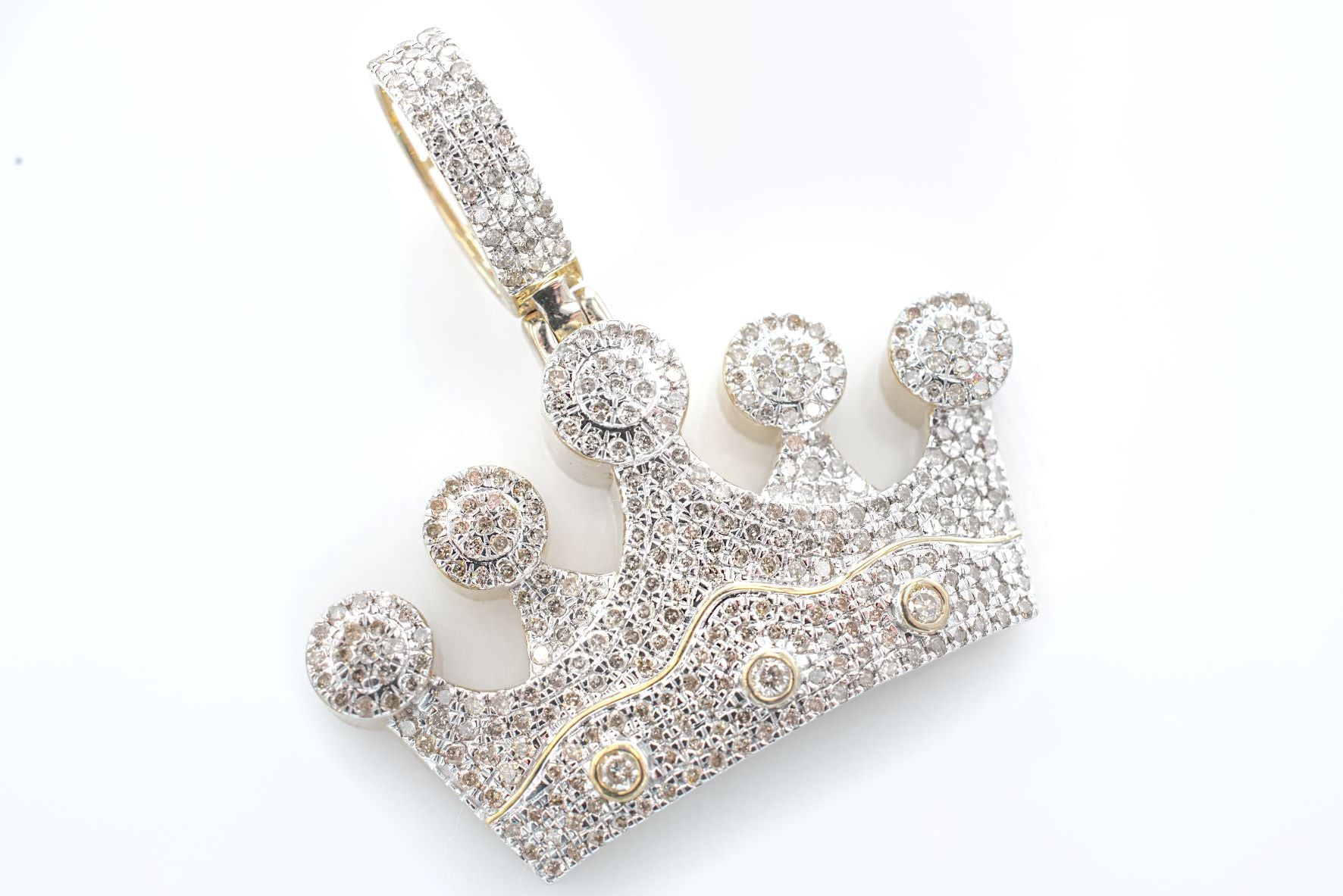 Men's Diamond Crown Pendant in Gold