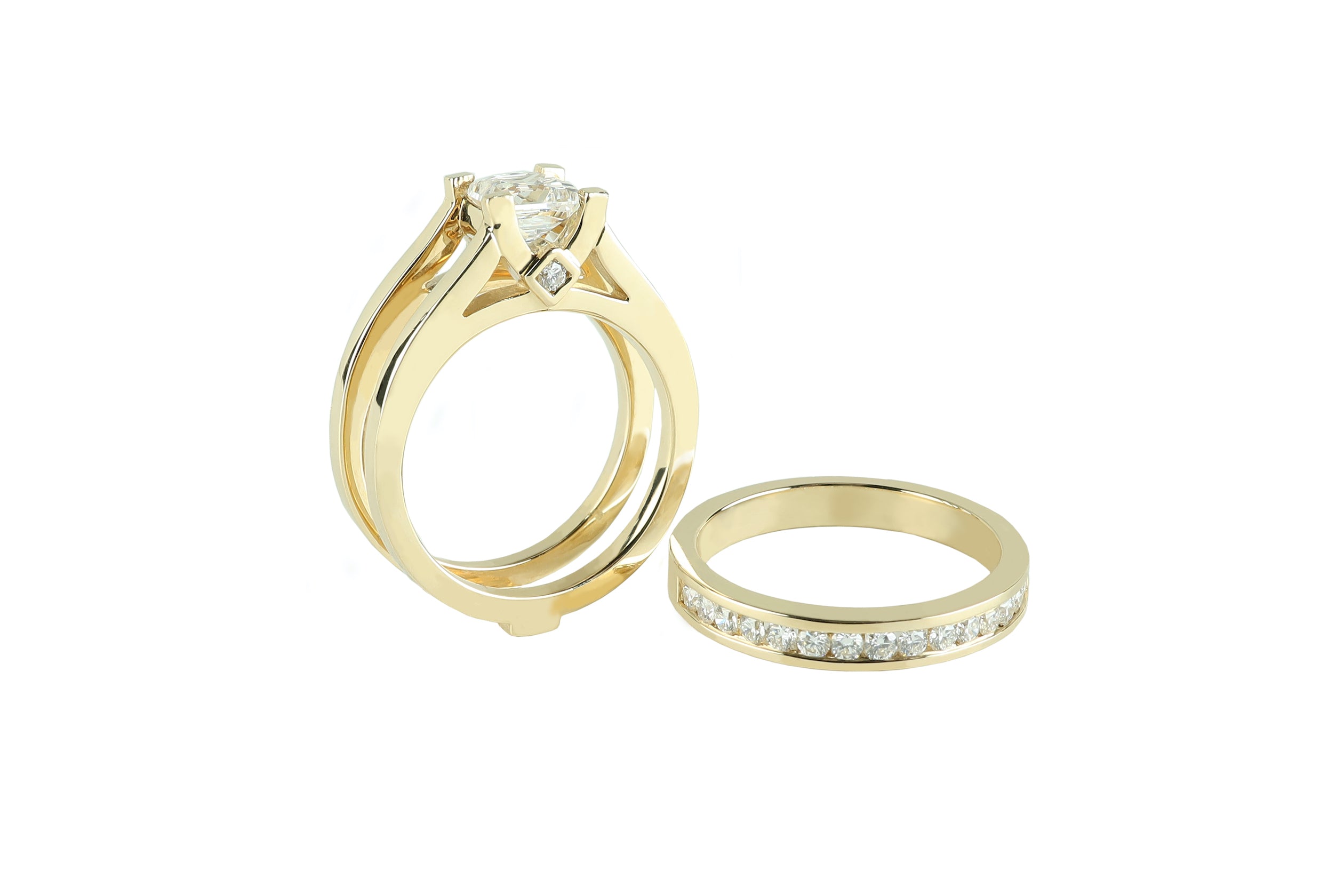Luminar Diamond Wedding Set 1.42 ctw 14k Yellow Gold