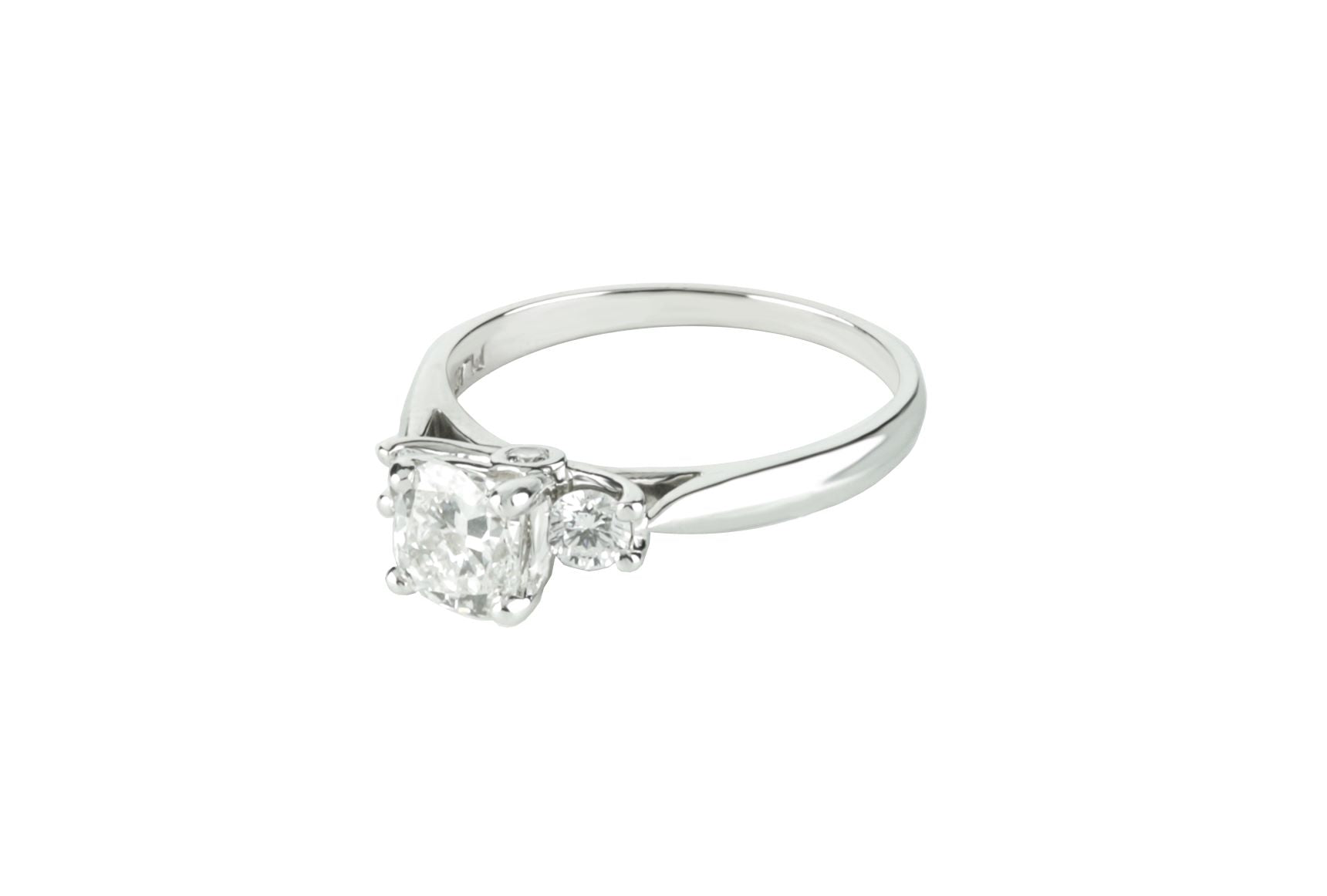 1.3 ctw GIA Certified Cushion Cut Platinum Diamond Engagement Ring