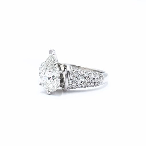 1.78ct Pear Cut Diamond Micro Pave Ring