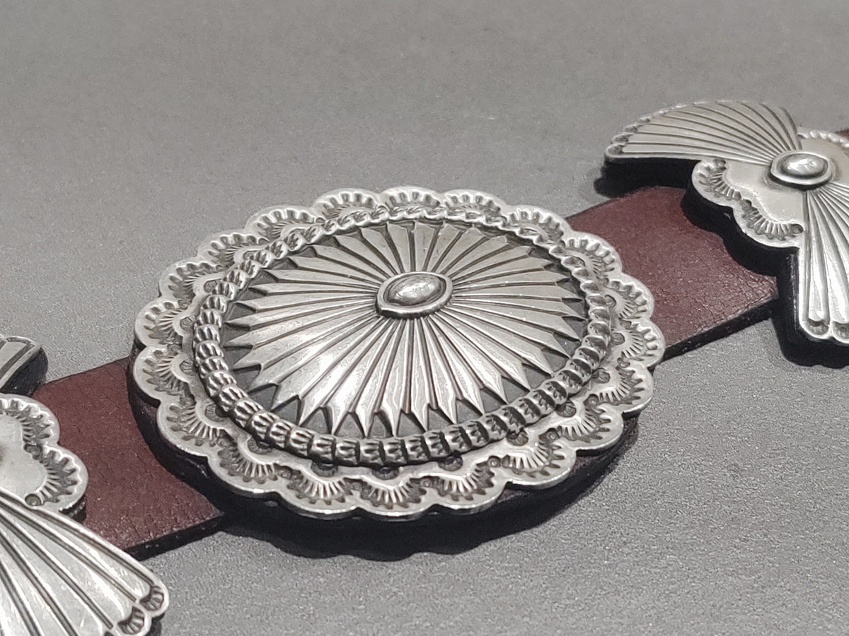 ナバホ族 コンチョベルト G.Begay刻印 STERLING シルバー925 G. Begay Navajo Sterling Silver Concho Belt