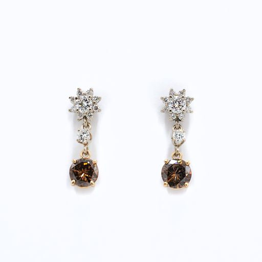 Cognac & White Diamond Earrings