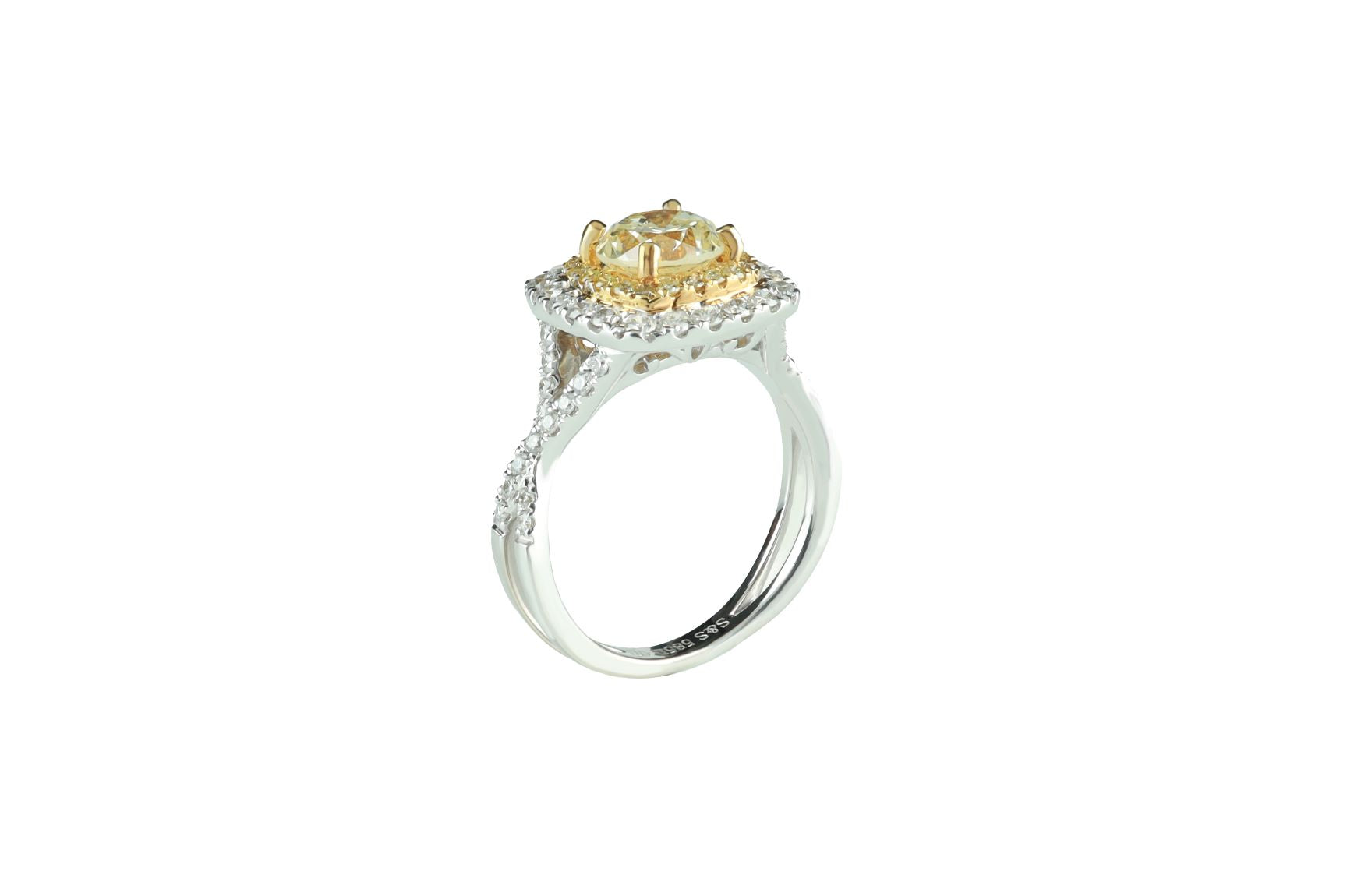 Diamond Engagement Ring 2.18 ctw 14k Two-Tone