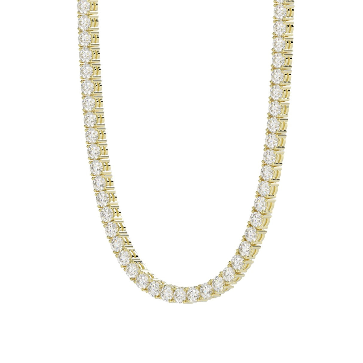 14K YELLOW GOLD 9 1/2CT 16" ROUND DIAMOND LADIES TENNIS NECKLACE