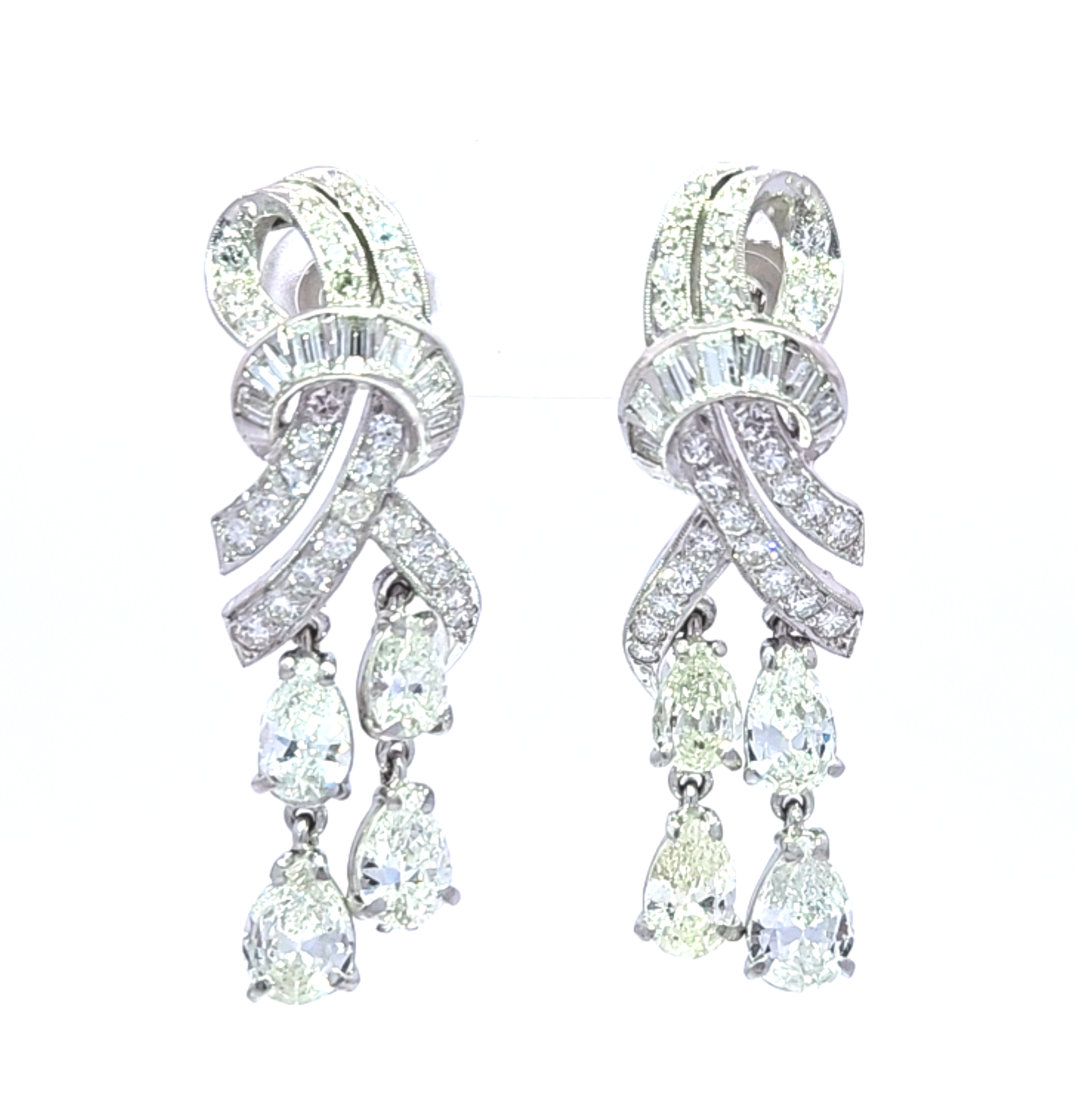Vintage Platinum Chandelier Earrings