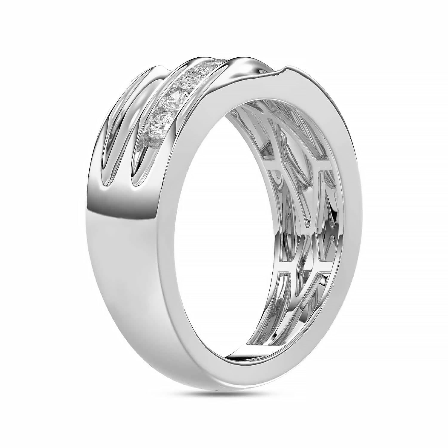 MEN'S BAND 0.50CT ROUND DIAMOND 10K WHITE GOLD