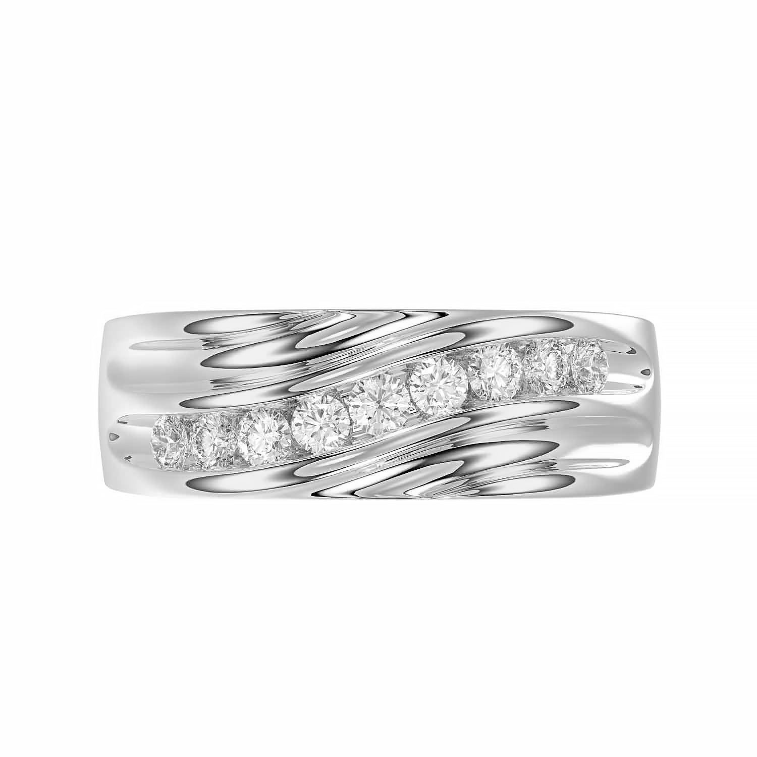 MEN'S BAND 0.50CT ROUND DIAMOND 10K WHITE GOLD