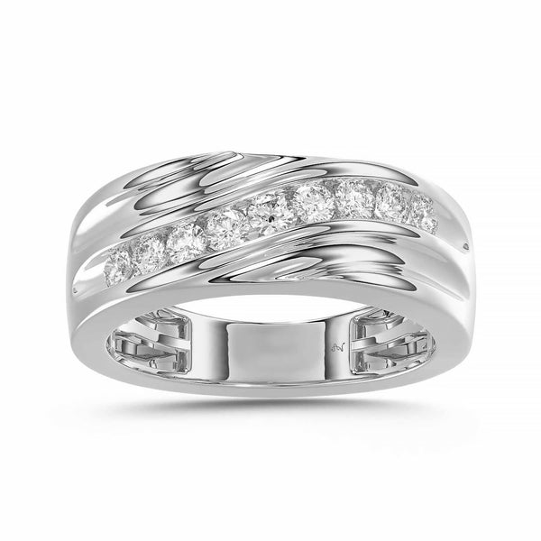 MEN'S BAND 0.50CT ROUND DIAMOND 10K WHITE GOLD