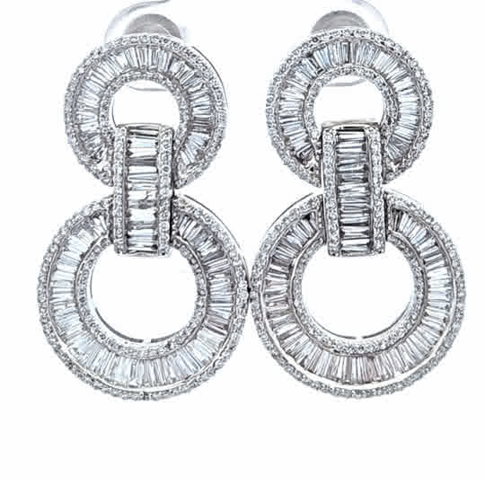 Baguette Diamond Dangling Circle Earring