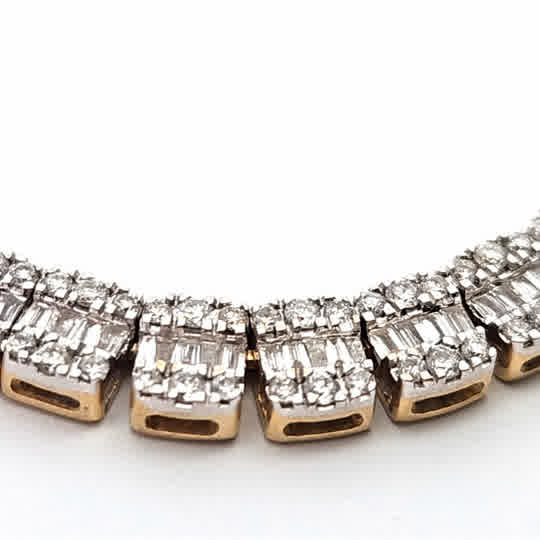 Baguette Cluster Tennis Necklace