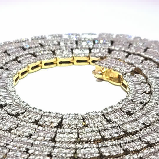 Baguette Cluster Tennis Necklace