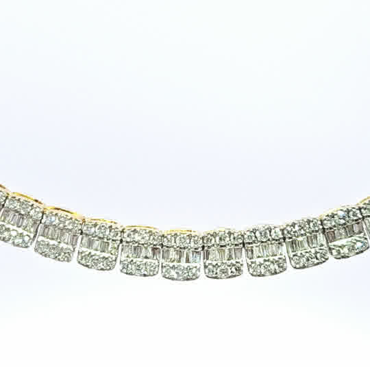 Baguette Cluster Tennis Necklace