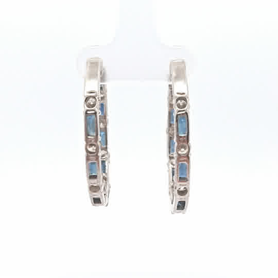 Large Sapphire and Diamond Hoop Earring