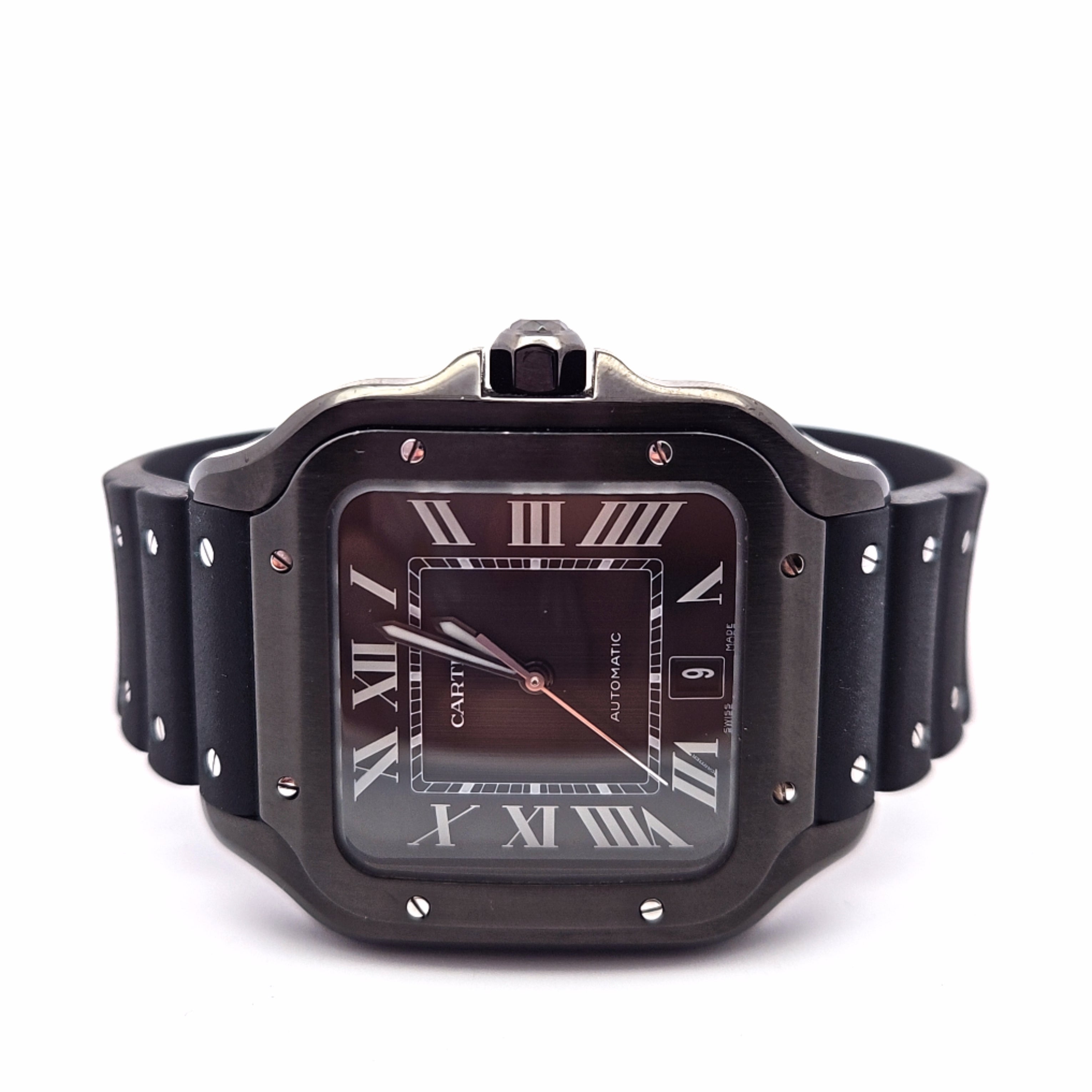Black ADLC Stainless Steel Cartier Santos Large