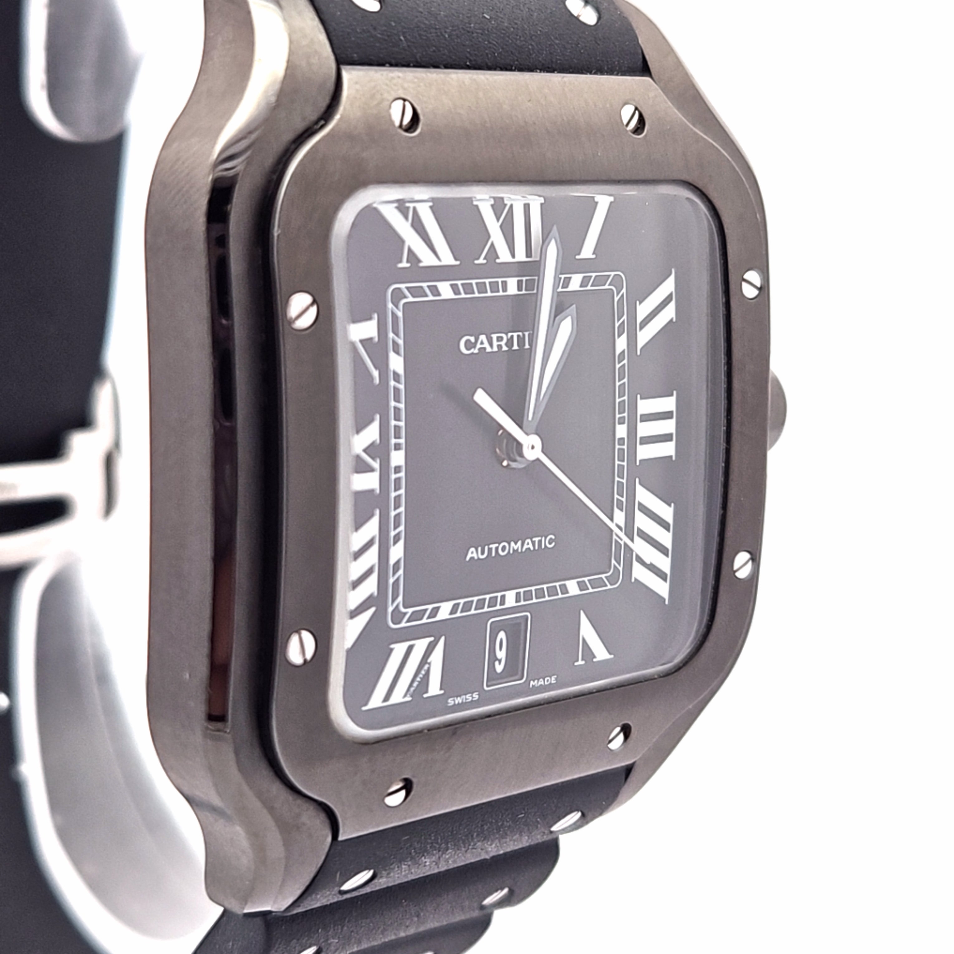 Black ADLC Stainless Steel Cartier Santos Large