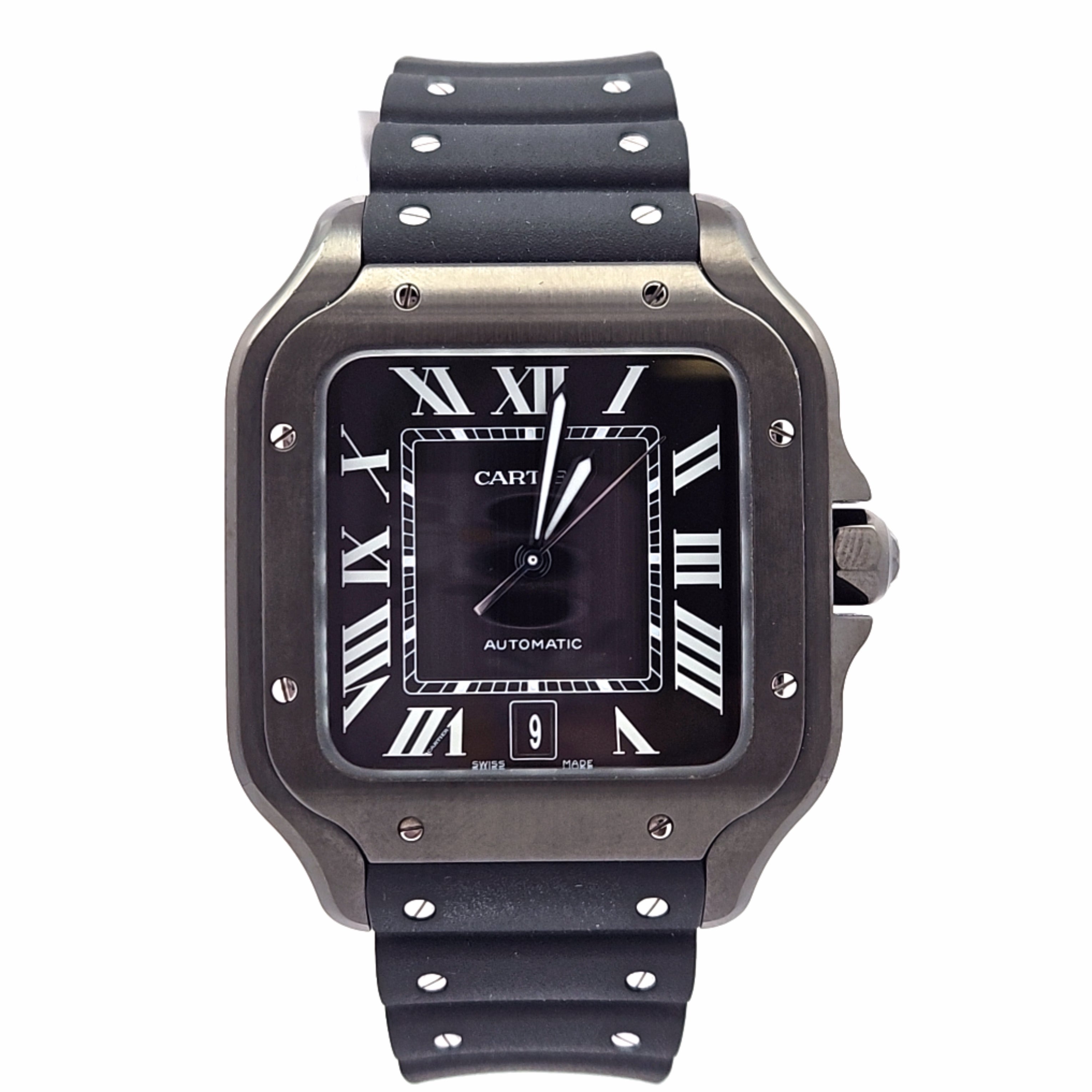 Black ADLC Stainless Steel Cartier Santos Large