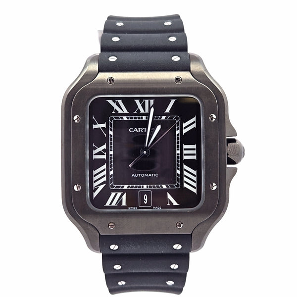 Black ADLC Stainless Steel Cartier Santos Large