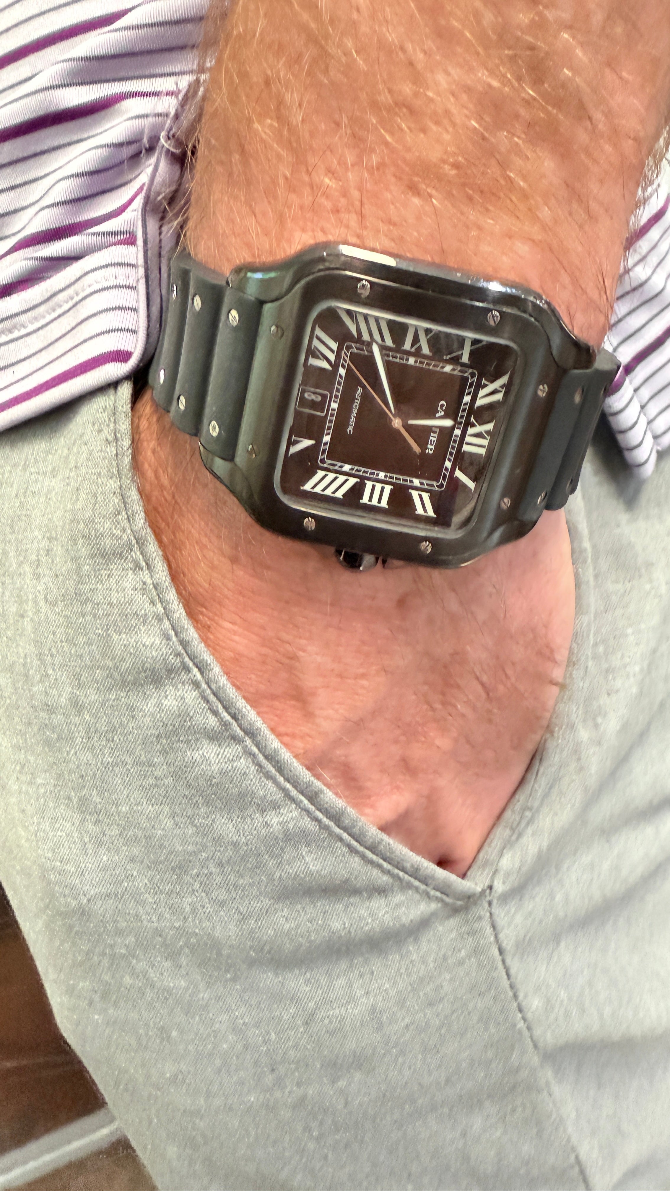 Black ADLC Stainless Steel Cartier Santos Large