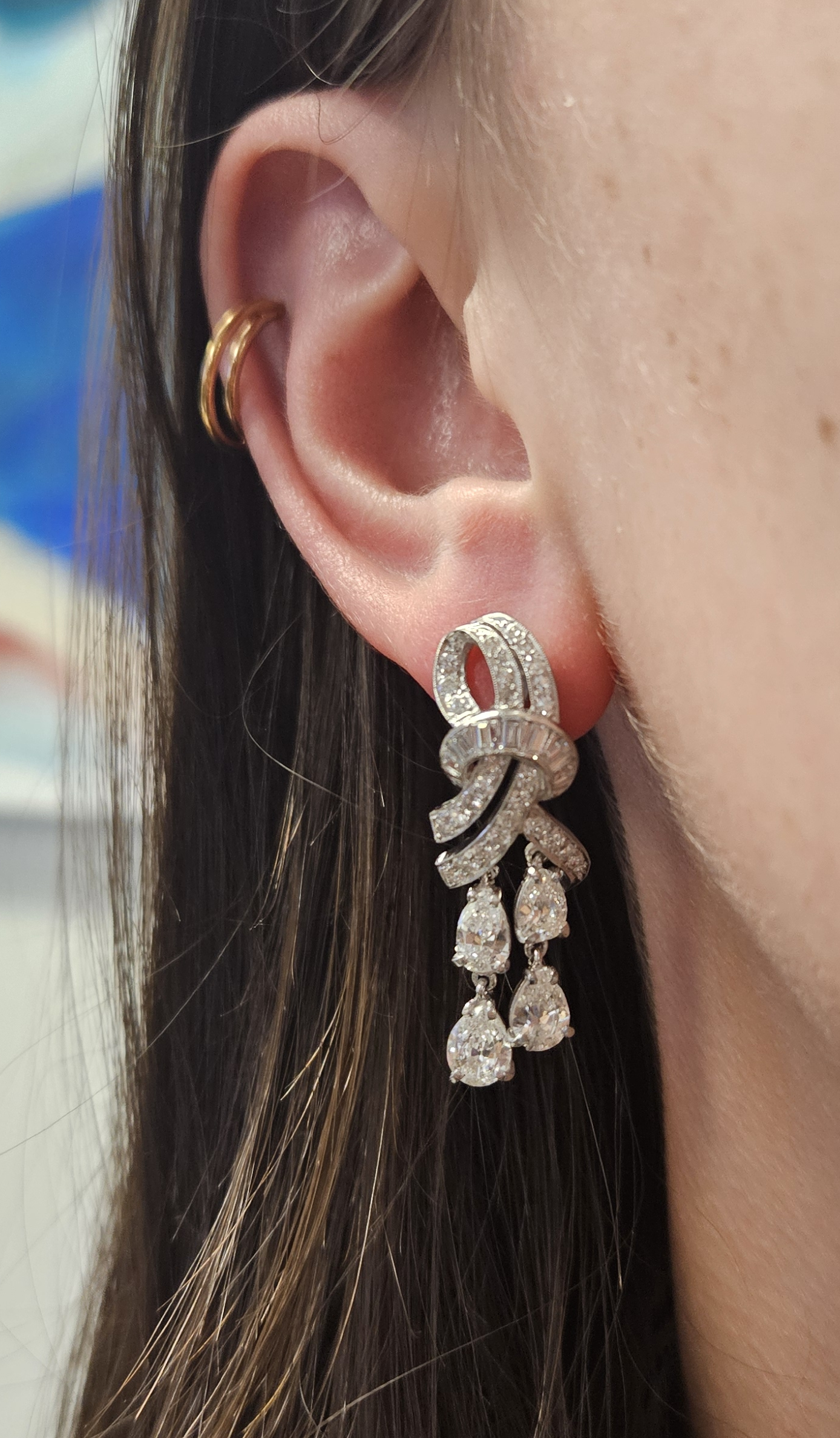Vintage Platinum Chandelier Earrings