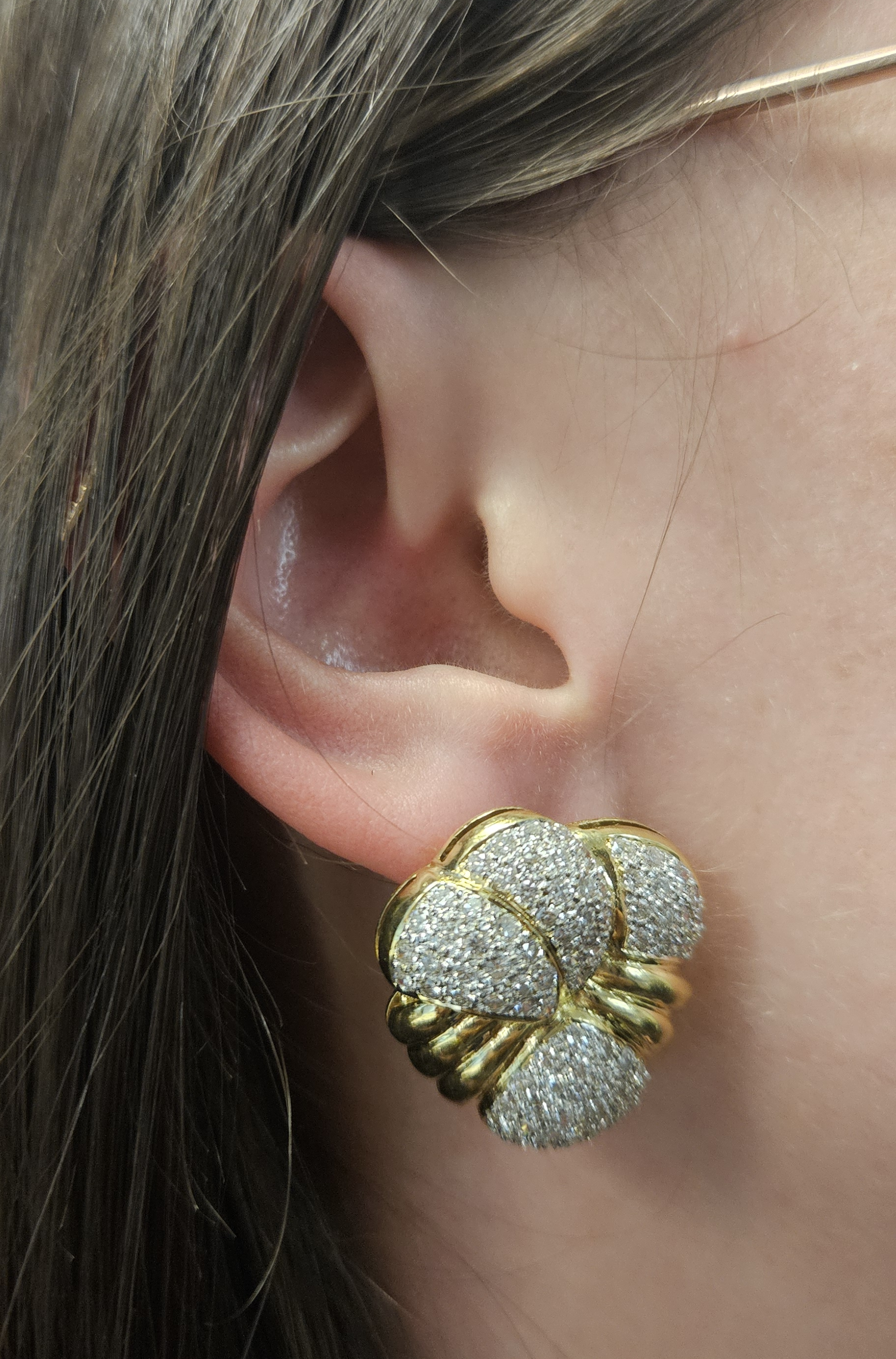 Vintage 18k Gold Pave Earrings