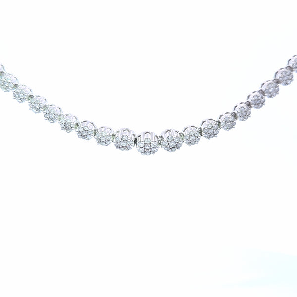 Flower Cluster Tennis Necklace