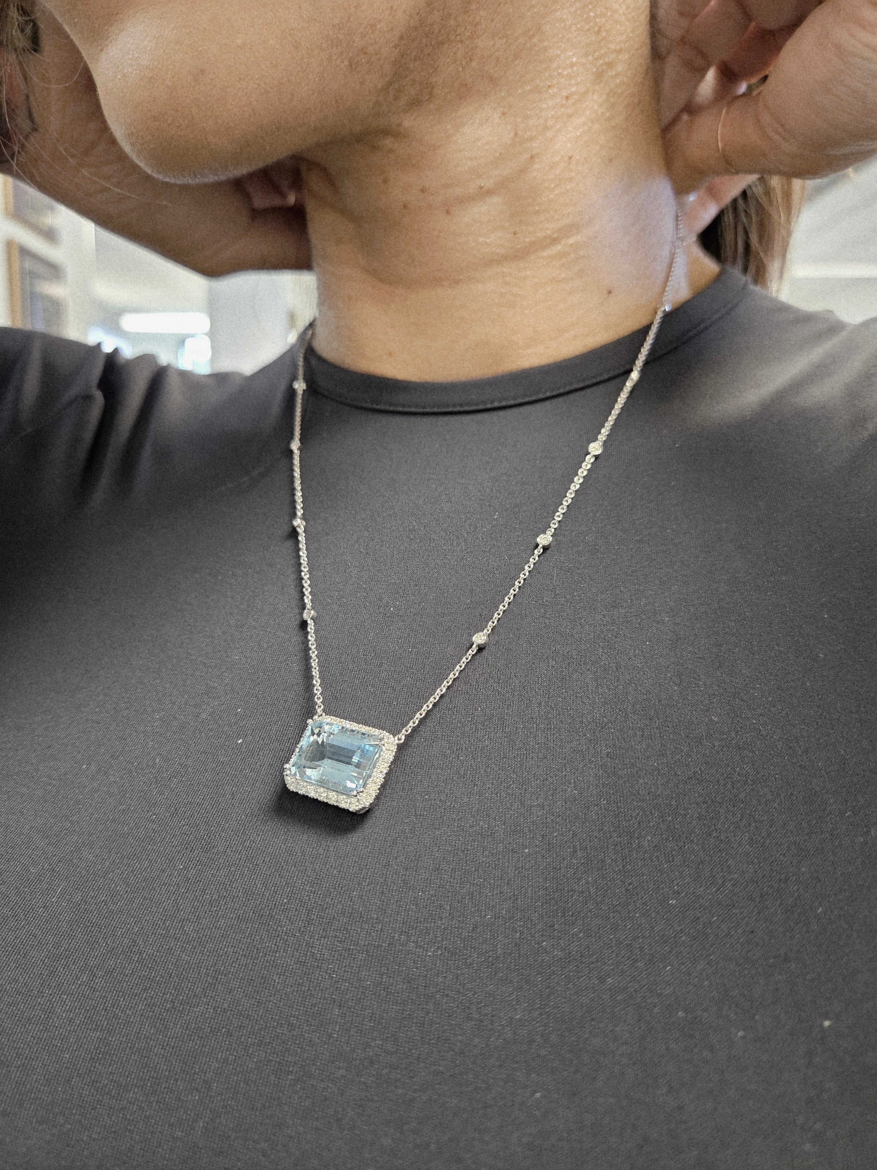 Aquamarine and Diamond Necklace