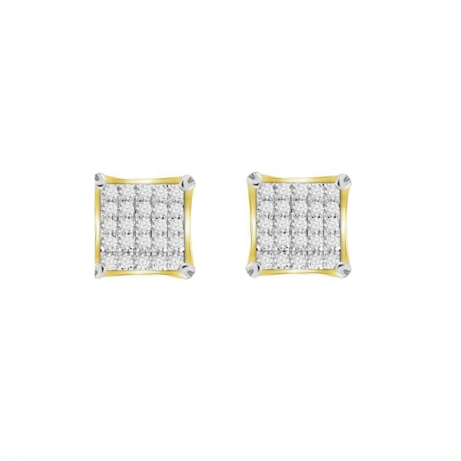 LADIES EARRINGS 0.50CT ROUND DIAMOND 10K YELLOW GOLD