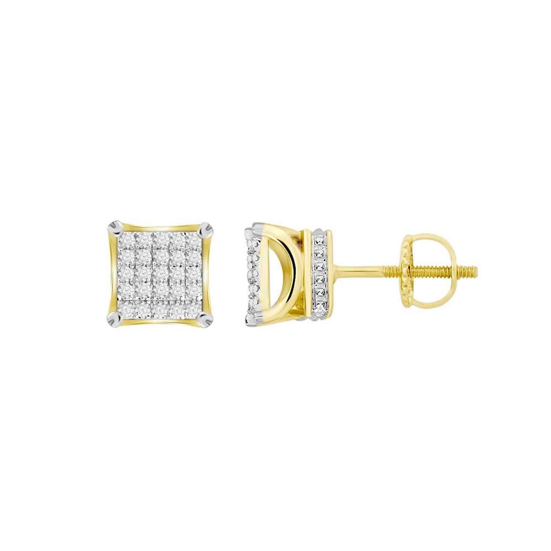 LADIES EARRINGS 0.50CT ROUND DIAMOND 10K YELLOW GOLD