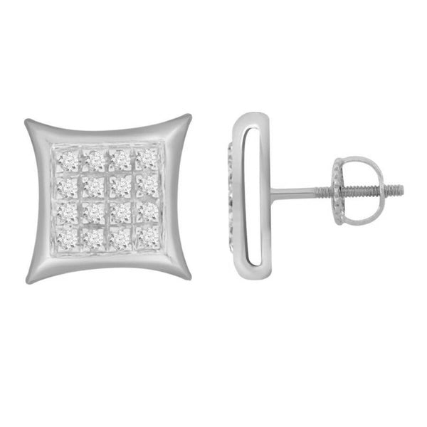 MEN'S EARRING 0.10CT ROUND DIAMOND STERLING SILVER/WHITE