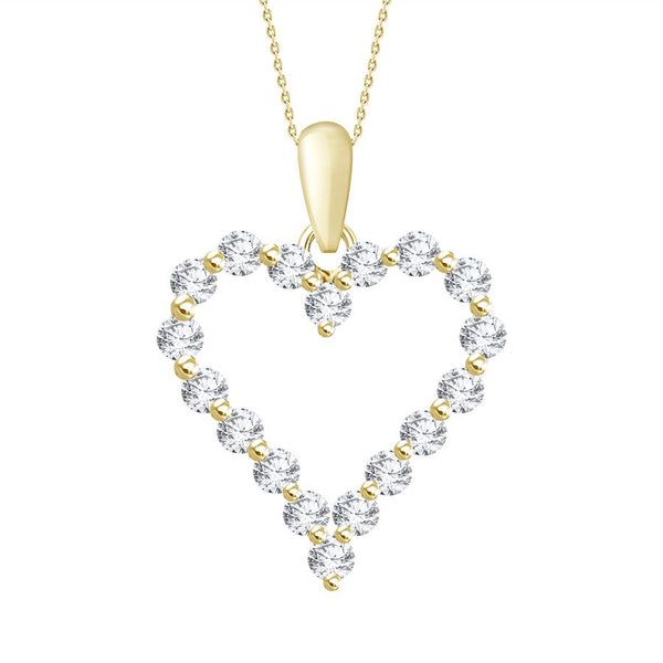 LADIES HEART PENDANT 0.25CT ROUND DIAMOND 14K YELLOW GOLD (SI QUALITY)