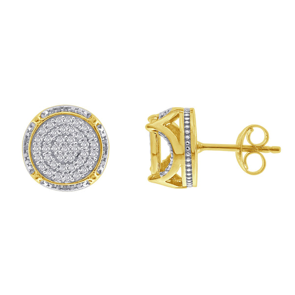 LADIES STUD EARRINGS 0.33CT ROUND DIAMOND 10K YELLOW GOLD