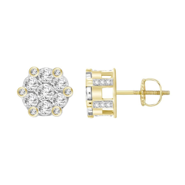 LADIES EARRINGS 0.15CT ROUND DIAMOND 10K YELLOW GOLD