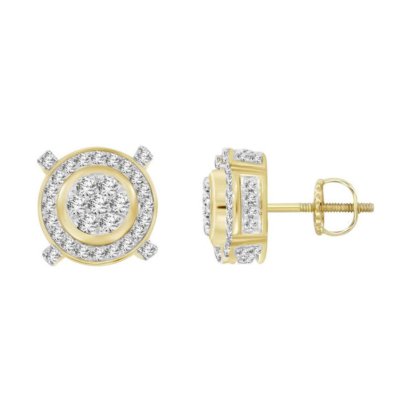 LADIES STUD EARRINGS 0.50CT ROUND DIAMOND 10K YELLOW GOLD