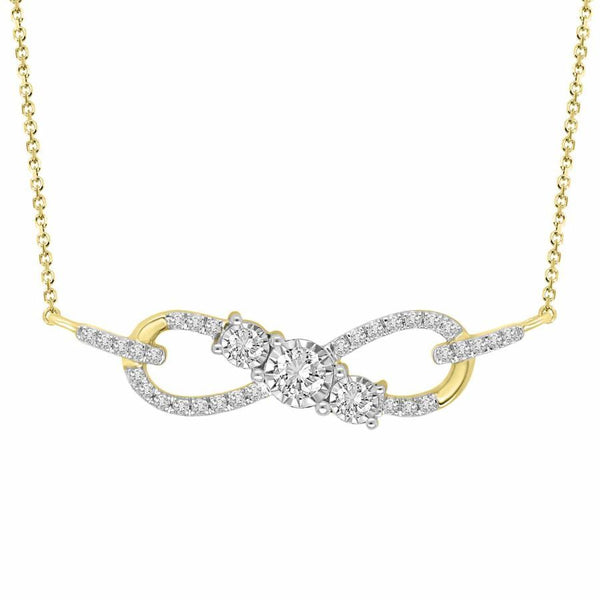 LADIES NECKLACE 0.25CT ROUND DIAMOND 10K YELLOW GOLD