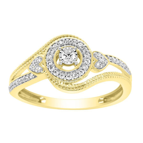 LADIES RING 0.20CT ROUND DIAMOND 10K YELLOW GOLD