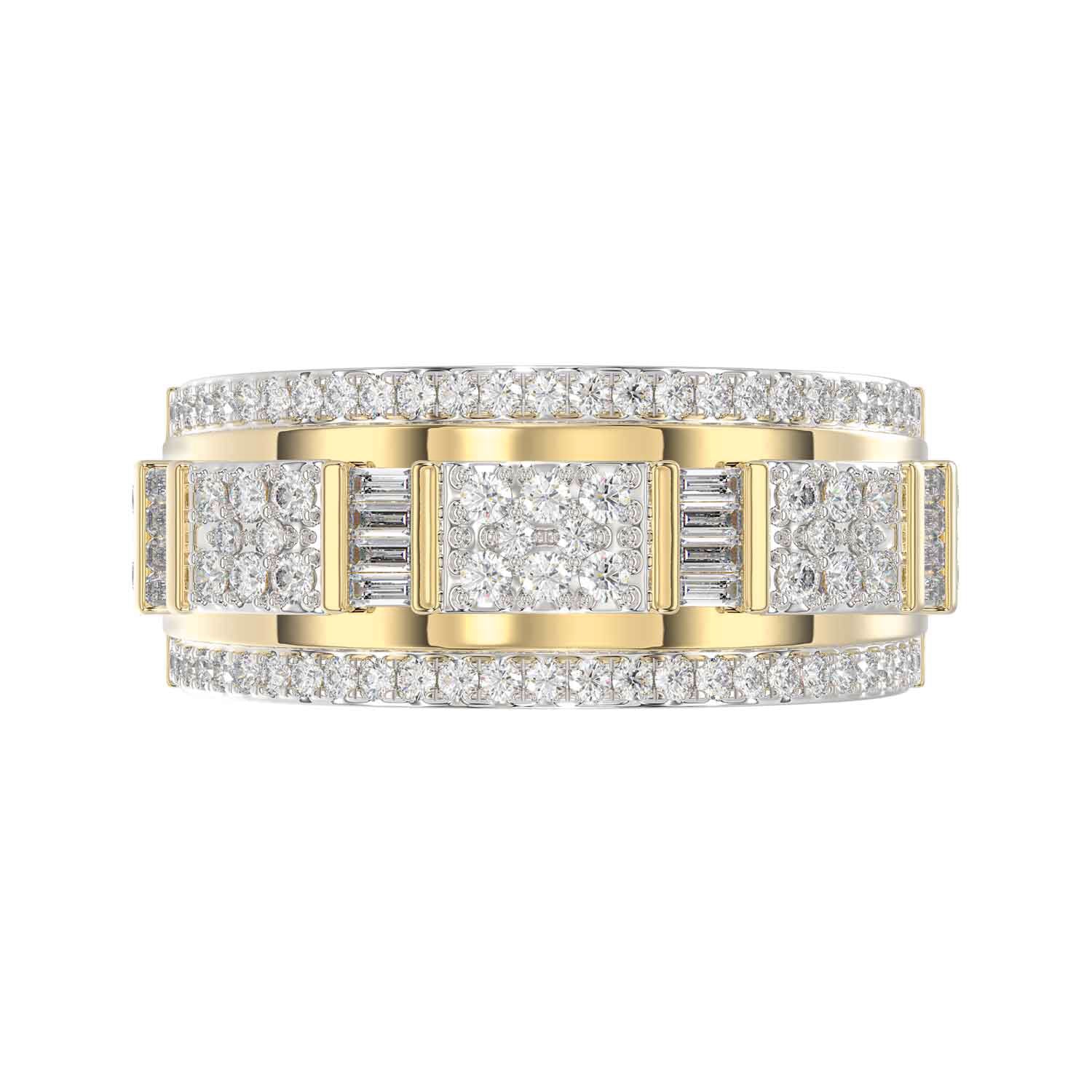 MEN'S BAND 1.00CT ROUND/BAGUETTE DIAMOND 10K YELLOW GOLD