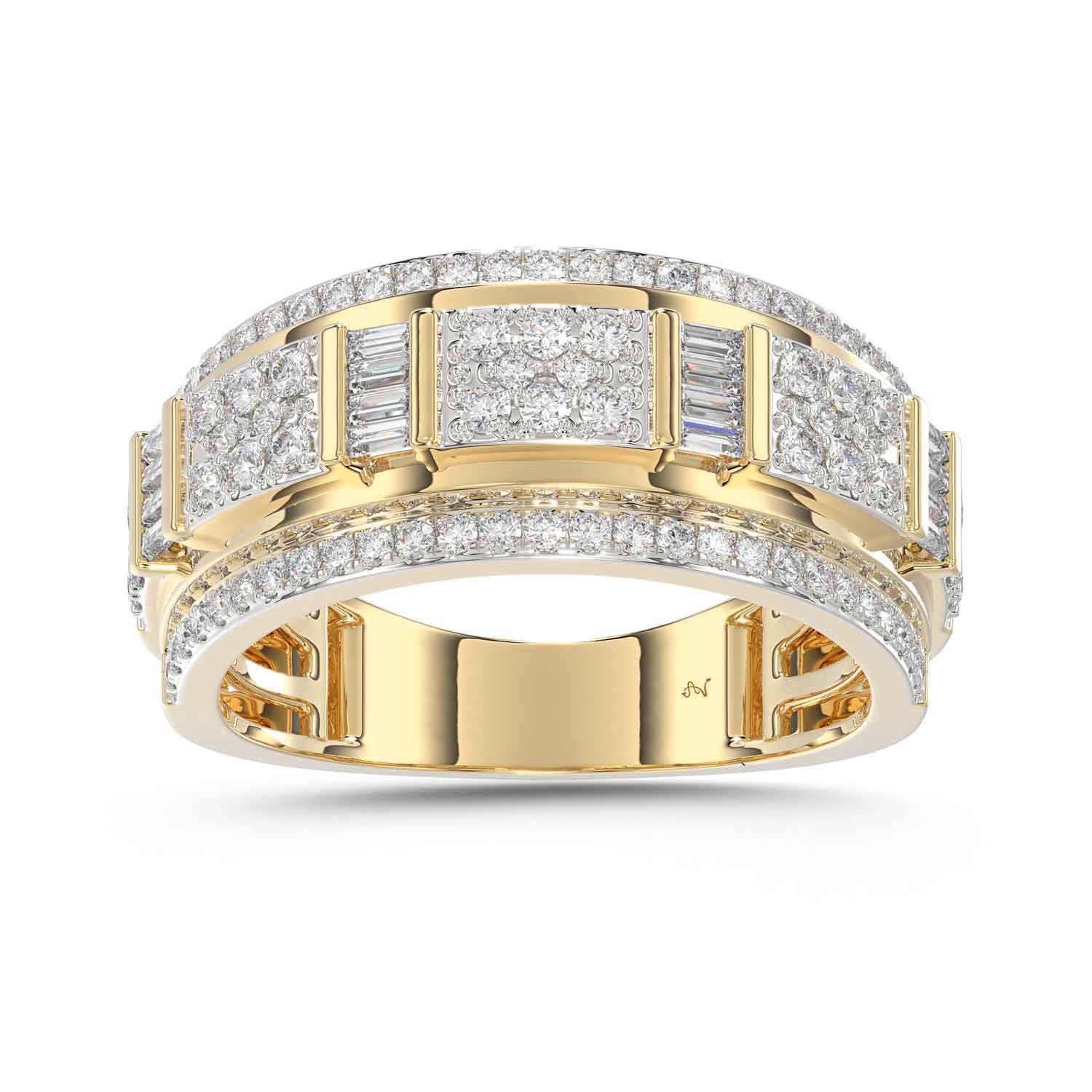 MEN'S BAND 1.00CT ROUND/BAGUETTE DIAMOND 10K YELLOW GOLD