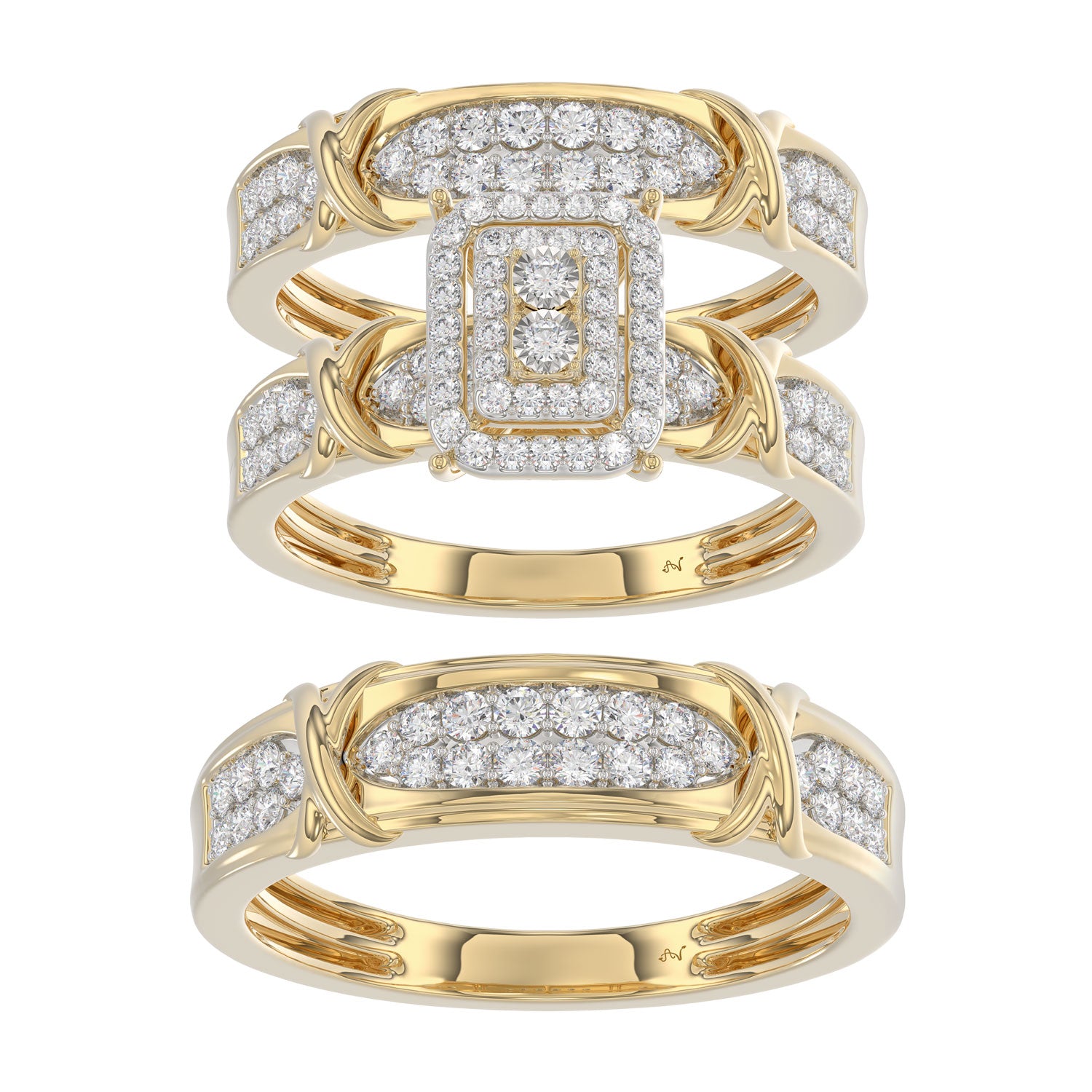 LADIES TRIOS 1.00CT ROUND DIAMOND 10K YELLOW GOLD