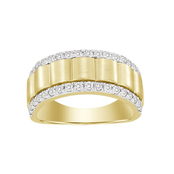 MEN'S BAND 1.00CT ROUND DIAMOND 14K YELLOW GOLD