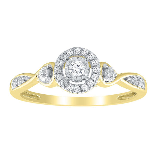 LADIES RING 0.15CT ROUND DIAMOND 10K YELLOW GOLD
