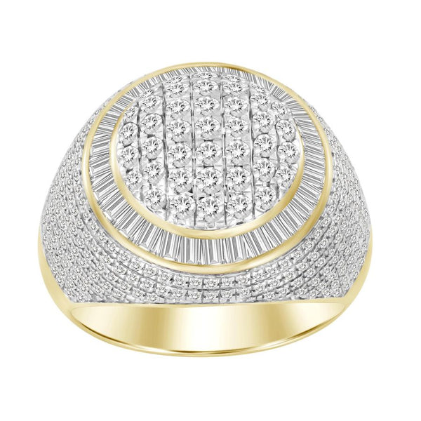 MEN'S RING 2.15CT ROUND/BAGUETTE DIAMOND 10K YELLOW GOLD