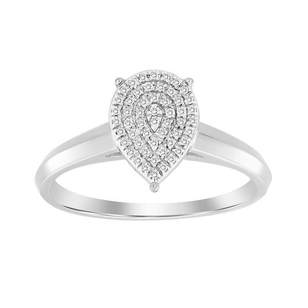 LADIES RING 0.10CT ROUND DIAMOND 10K WHITE GOLD